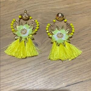 Lily Pulitzer Yellow Tassel Earrings WITH POUCH